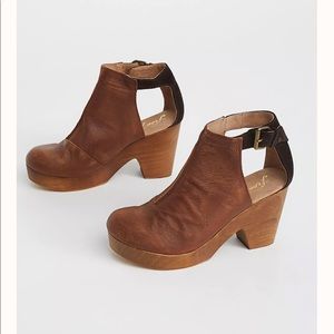 Free people brown clog booties